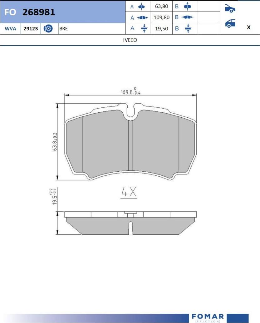 FOMAR Friction FO 268981 - Bremžu uzliku kompl., Disku bremzes www.autospares.lv