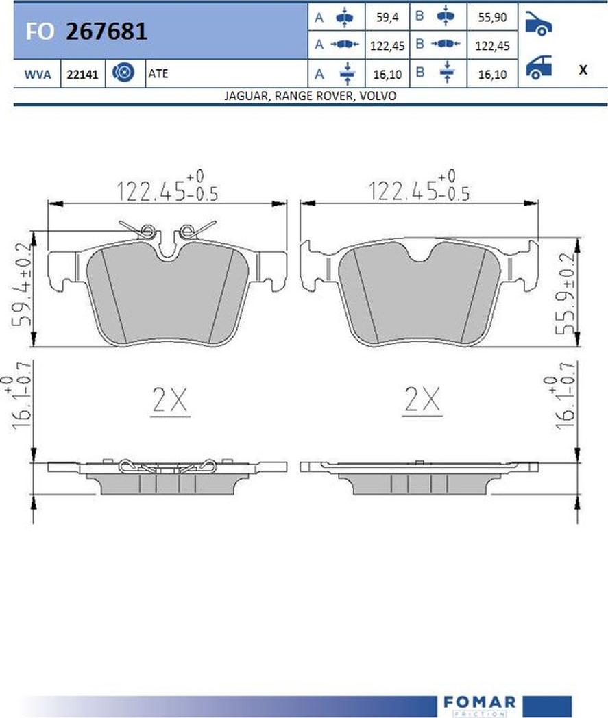 FOMAR Friction FO 267681 - Bremžu uzliku kompl., Disku bremzes www.autospares.lv