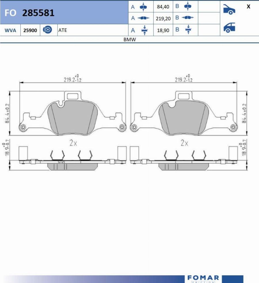 FOMAR Friction FO 285581 - Bremžu uzliku kompl., Disku bremzes www.autospares.lv