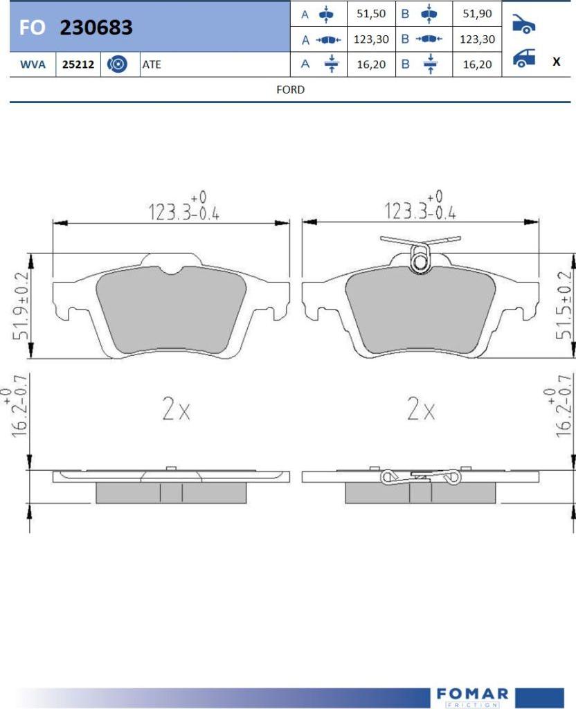 FOMAR Friction FO 230683 - Bremžu uzliku kompl., Disku bremzes www.autospares.lv