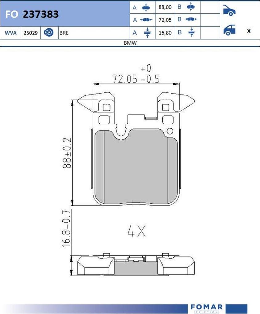 FOMAR Friction FO 237383 - Bremžu uzliku kompl., Disku bremzes www.autospares.lv