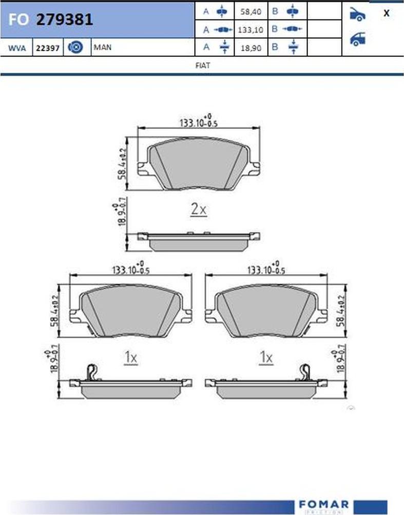 FOMAR Friction FO 279381 - Bremžu uzliku kompl., Disku bremzes www.autospares.lv