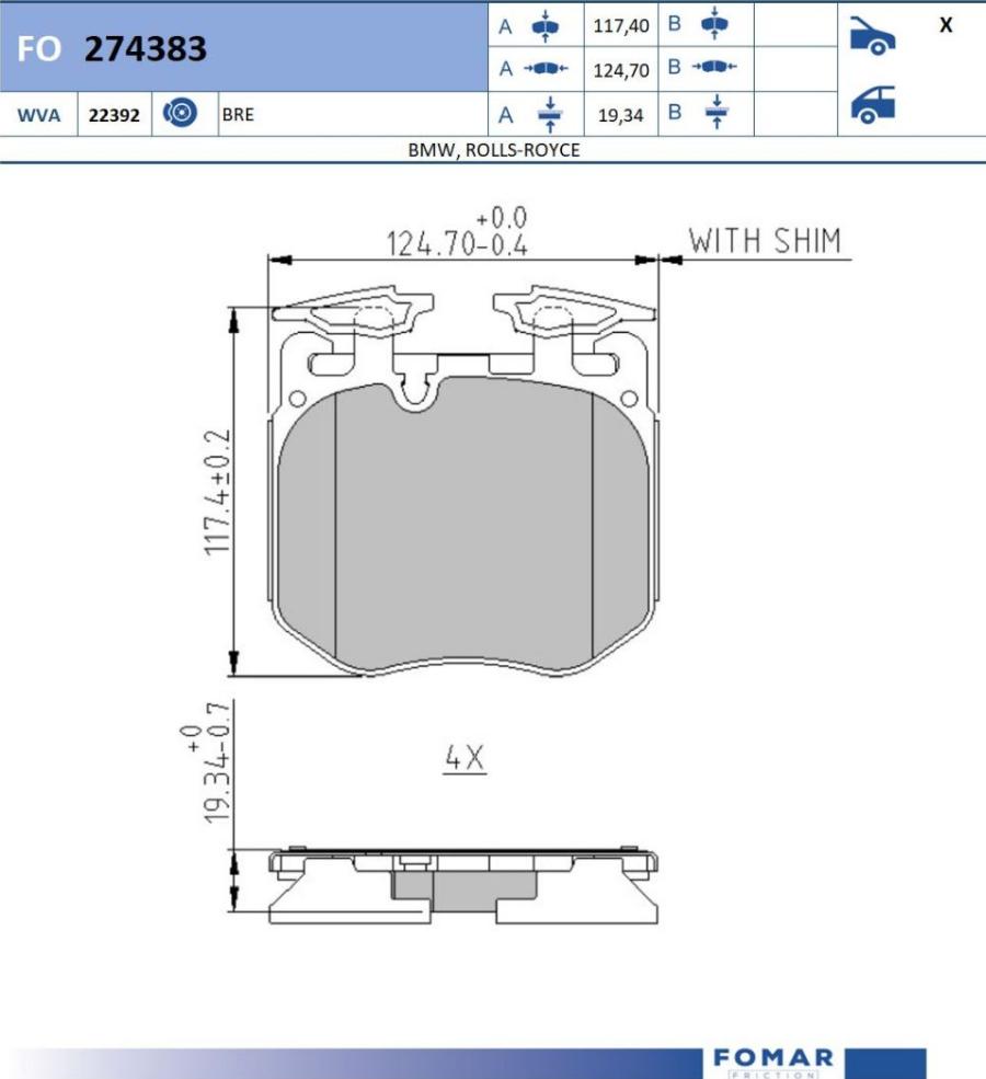 FOMAR Friction FO 274383 - Bremžu uzliku kompl., Disku bremzes www.autospares.lv