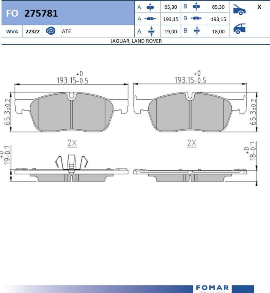 FOMAR Friction FO 275781 - Bremžu uzliku kompl., Disku bremzes www.autospares.lv