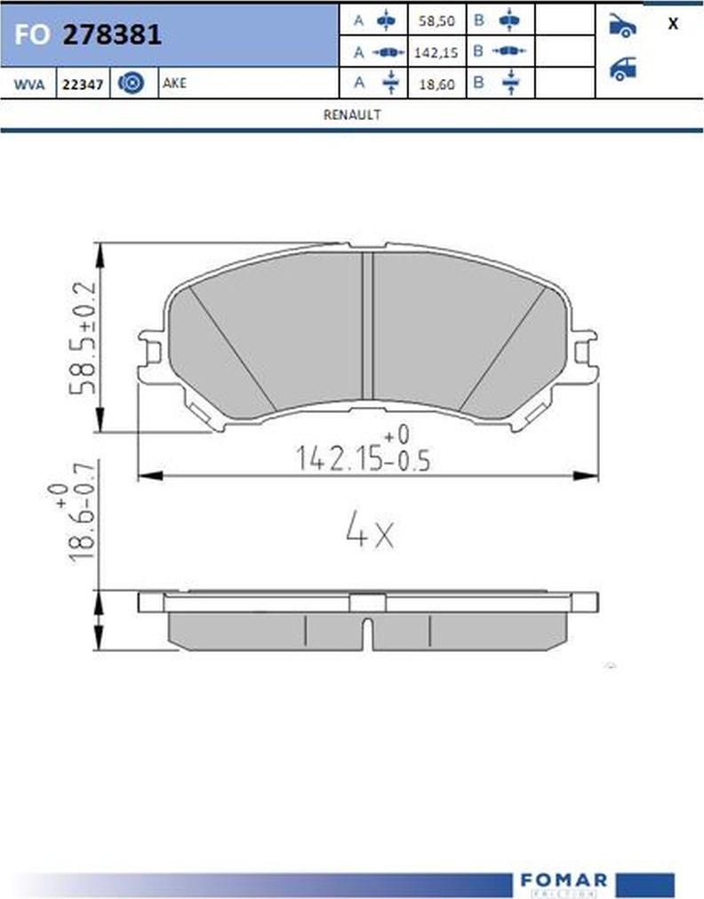 FOMAR Friction FO 278381 - Bremžu uzliku kompl., Disku bremzes www.autospares.lv