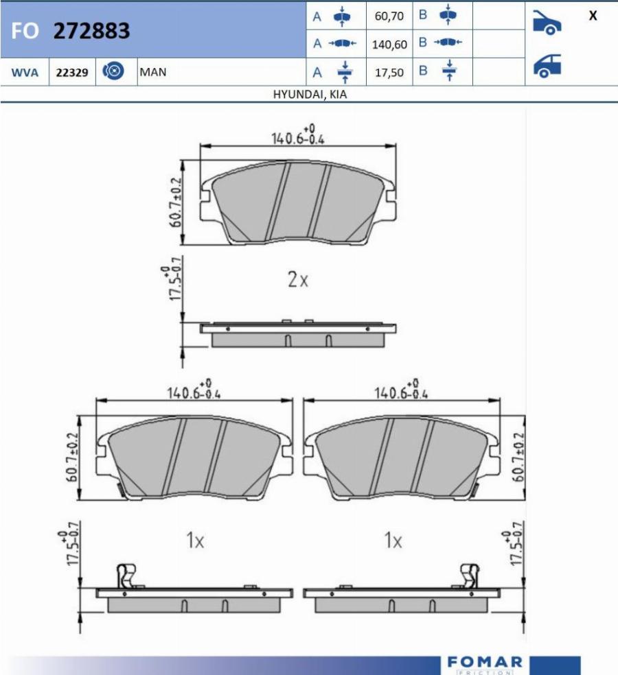 FOMAR Friction FO 272883 - Bremžu uzliku kompl., Disku bremzes www.autospares.lv