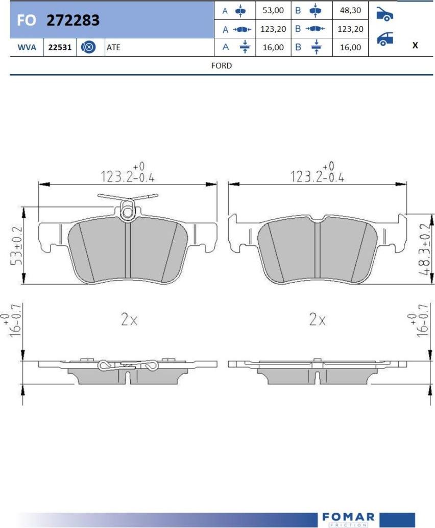 FOMAR Friction FO 272283 - Bremžu uzliku kompl., Disku bremzes www.autospares.lv