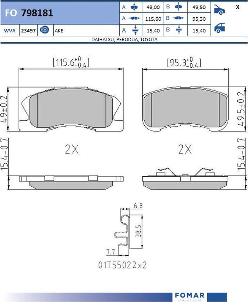 FOMAR Friction FO 798181 - Bremžu uzliku kompl., Disku bremzes www.autospares.lv