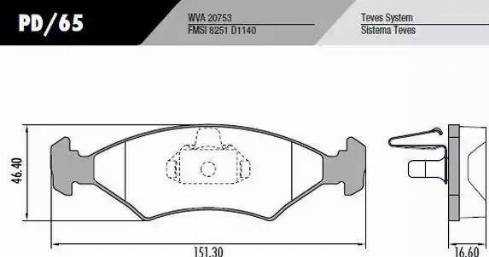 FRAS-LE PD65 - Тормозные колодки, дисковые, комплект www.autospares.lv