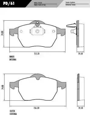 FRAS-LE PD61 - Тормозные колодки, дисковые, комплект www.autospares.lv