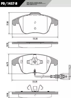 FRAS-LE PD/1457-B - Тормозные колодки, дисковые, комплект www.autospares.lv