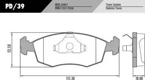 FRAS-LE PD/39 - Тормозные колодки, дисковые, комплект www.autospares.lv