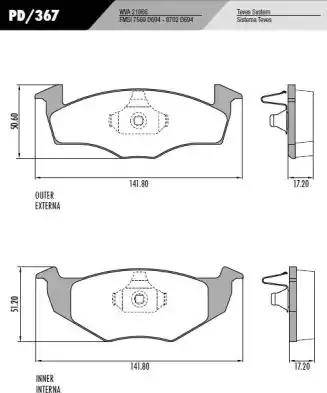 FRAS-LE PD367 - Тормозные колодки, дисковые, комплект www.autospares.lv