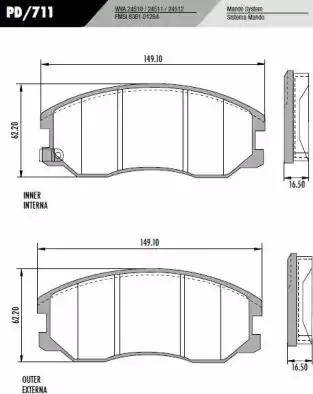 FRAS-LE PD/711 - Тормозные колодки, дисковые, комплект www.autospares.lv