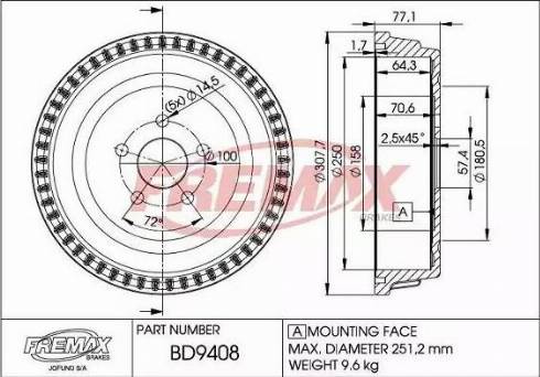 FREMAX BD-9408 - Bremžu trumulis www.autospares.lv