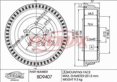 FREMAX BD-9407 - Bremžu trumulis www.autospares.lv