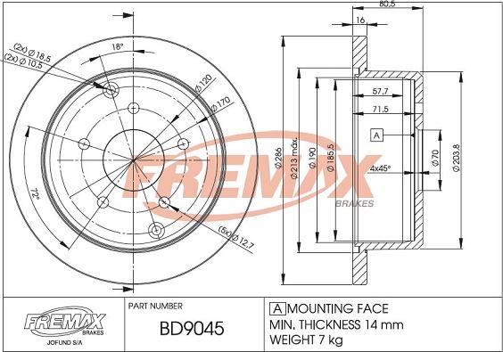 FREMAX BD-9045 - Bremžu diski www.autospares.lv