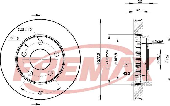 FREMAX BD-9057 - Тормозной диск www.autospares.lv