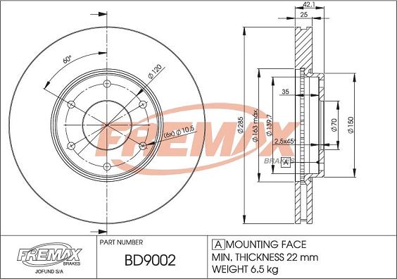 FREMAX BD-9002 - Bremžu diski www.autospares.lv