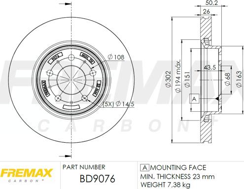 FREMAX BD-9076 - Bremžu diski www.autospares.lv