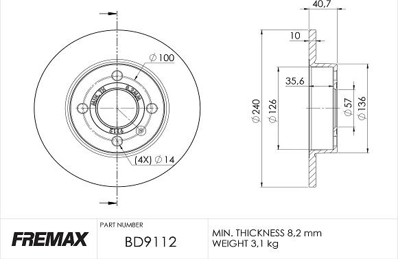 FREMAX BD-9112 - Bremžu diski www.autospares.lv