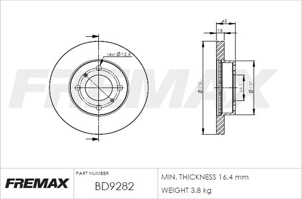 FREMAX BD-9282 - Bremžu diski www.autospares.lv