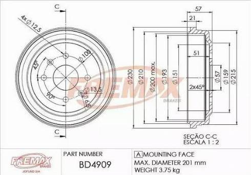 FREMAX BD-4909 - Тормозной барабан www.autospares.lv