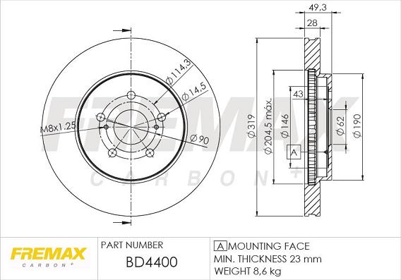 FREMAX BD-4400 - Тормозной диск www.autospares.lv