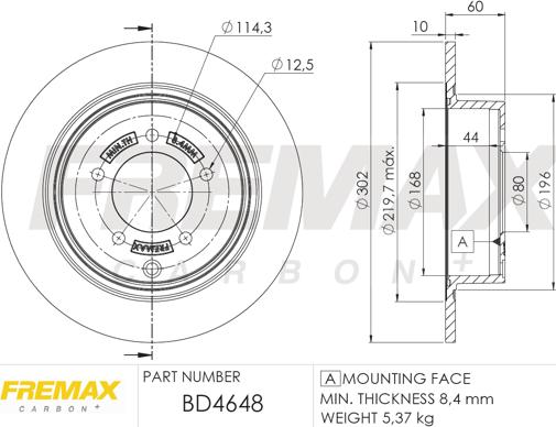 FREMAX BD-4648 - Bremžu diski www.autospares.lv