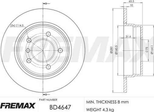 FREMAX BD-4647 - Bremžu diski www.autospares.lv