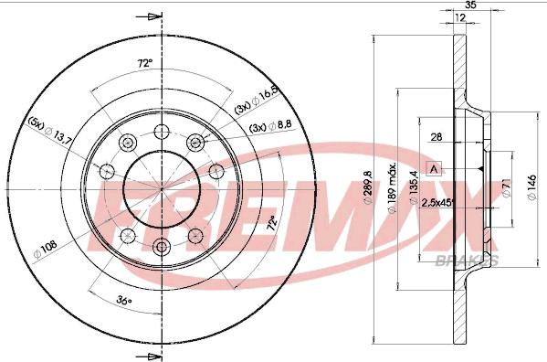 FREMAX BD-4609 - Brake Disc www.autospares.lv