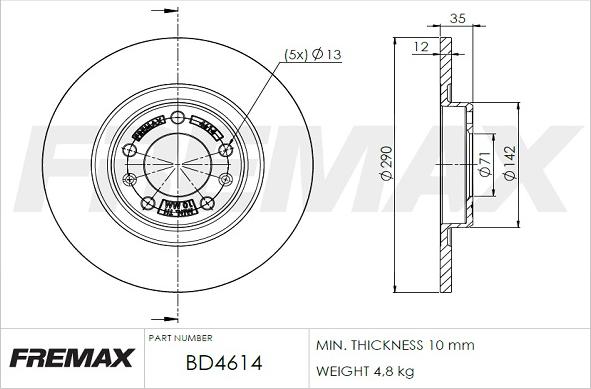 FREMAX BD-4614 - Bremžu diski www.autospares.lv