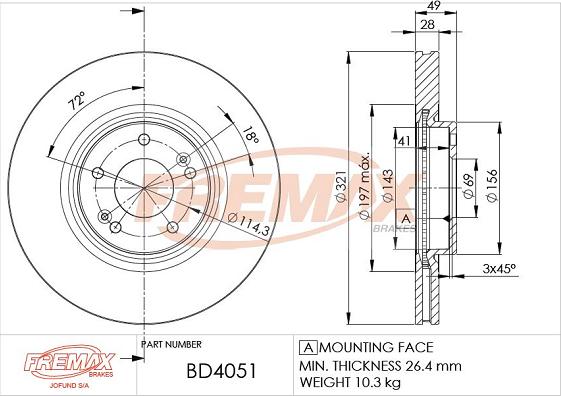 FREMAX BD-4051 - Bremžu diski www.autospares.lv