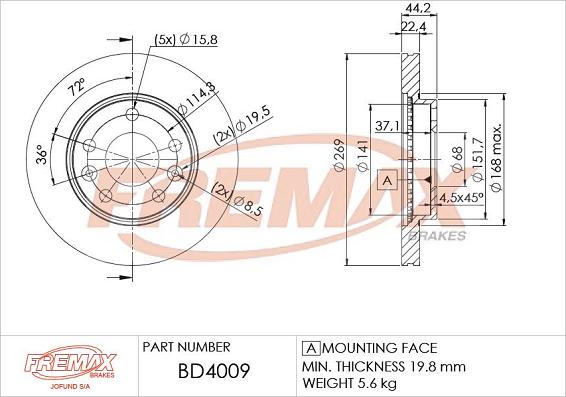 FREMAX BD-4009 - Bremžu diski www.autospares.lv