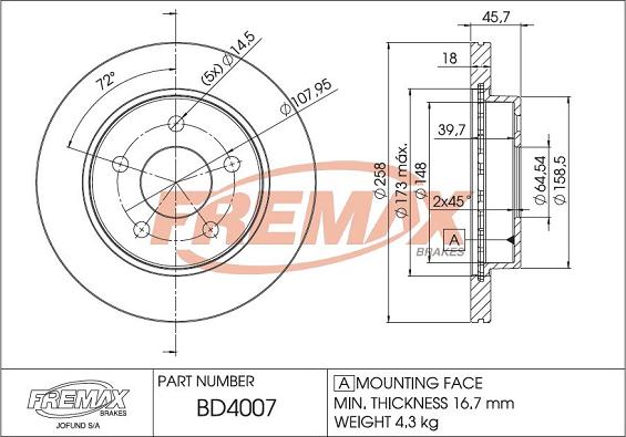 FREMAX BD-4007 - Bremžu diski www.autospares.lv