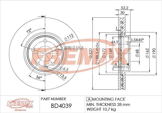 FREMAX BD-4039 - Bremžu diski autospares.lv