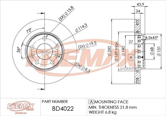 FREMAX BD-4022 - Bremžu diski www.autospares.lv