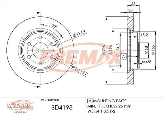 FREMAX BD-4198 - Bremžu diski www.autospares.lv