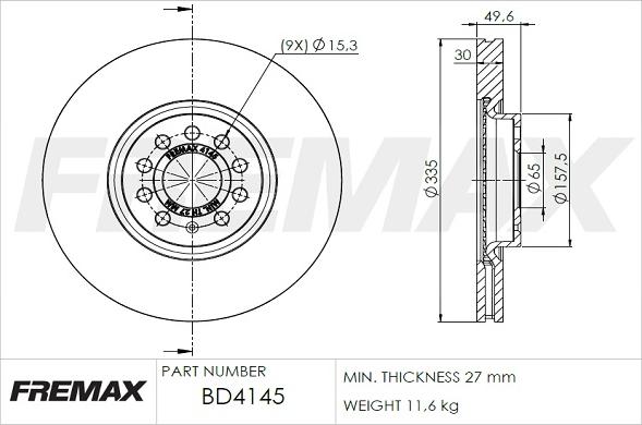 FREMAX BD-4145 - Bremžu diski www.autospares.lv