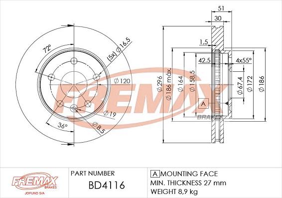 FREMAX BD-4116 - Bremžu diski autospares.lv