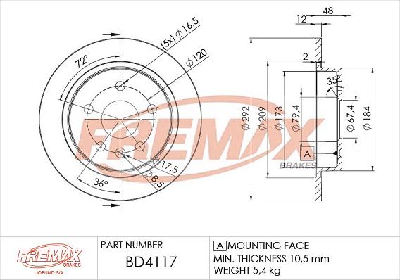 FREMAX BD-4117 - Bremžu diski autospares.lv