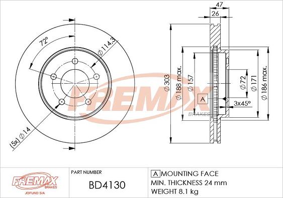 FREMAX BD-4130 - Bremžu diski www.autospares.lv