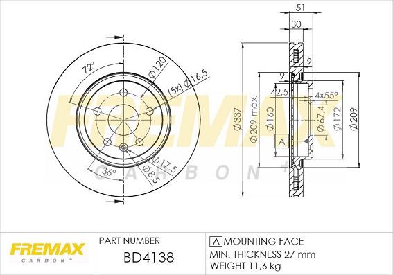 FREMAX BD-4138 - Bremžu diski www.autospares.lv