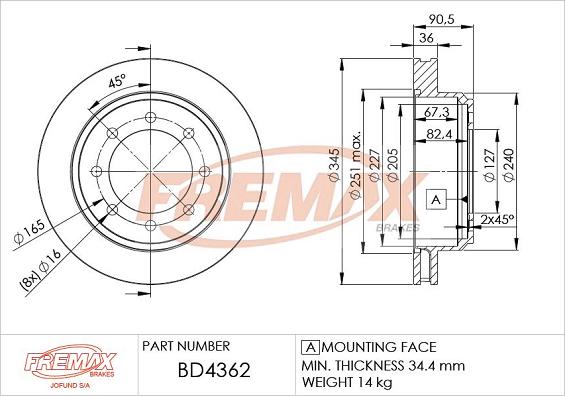 FREMAX BD-4362 - Bremžu diski www.autospares.lv