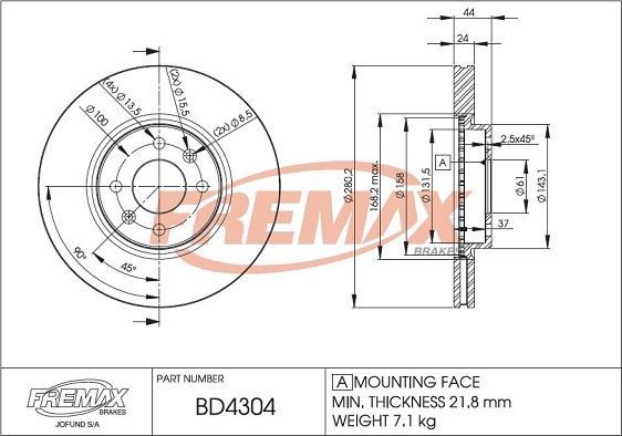 FREMAX BD-4304 - Bremžu diski www.autospares.lv