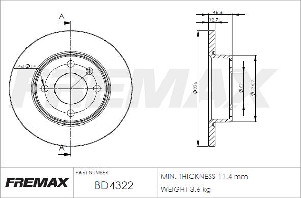 FREMAX BD-4322 - Bremžu diski www.autospares.lv