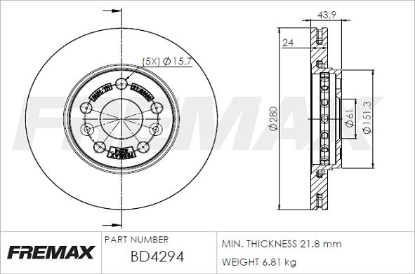 FREMAX BD-4294 - Bremžu diski www.autospares.lv