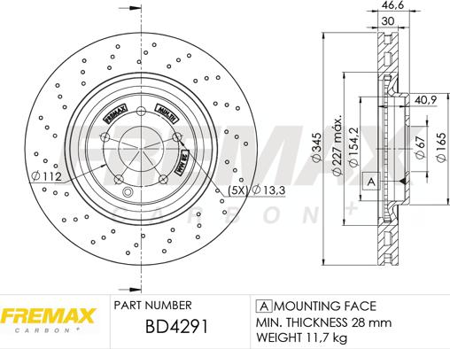 FREMAX BD-4291 - Bremžu diski www.autospares.lv