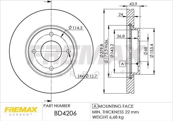 FREMAX BD-4206 - Bremžu diski www.autospares.lv