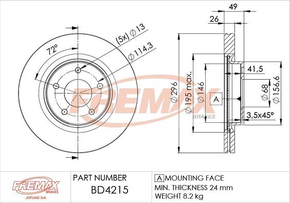 FREMAX BD-4215 - Bremžu diski www.autospares.lv